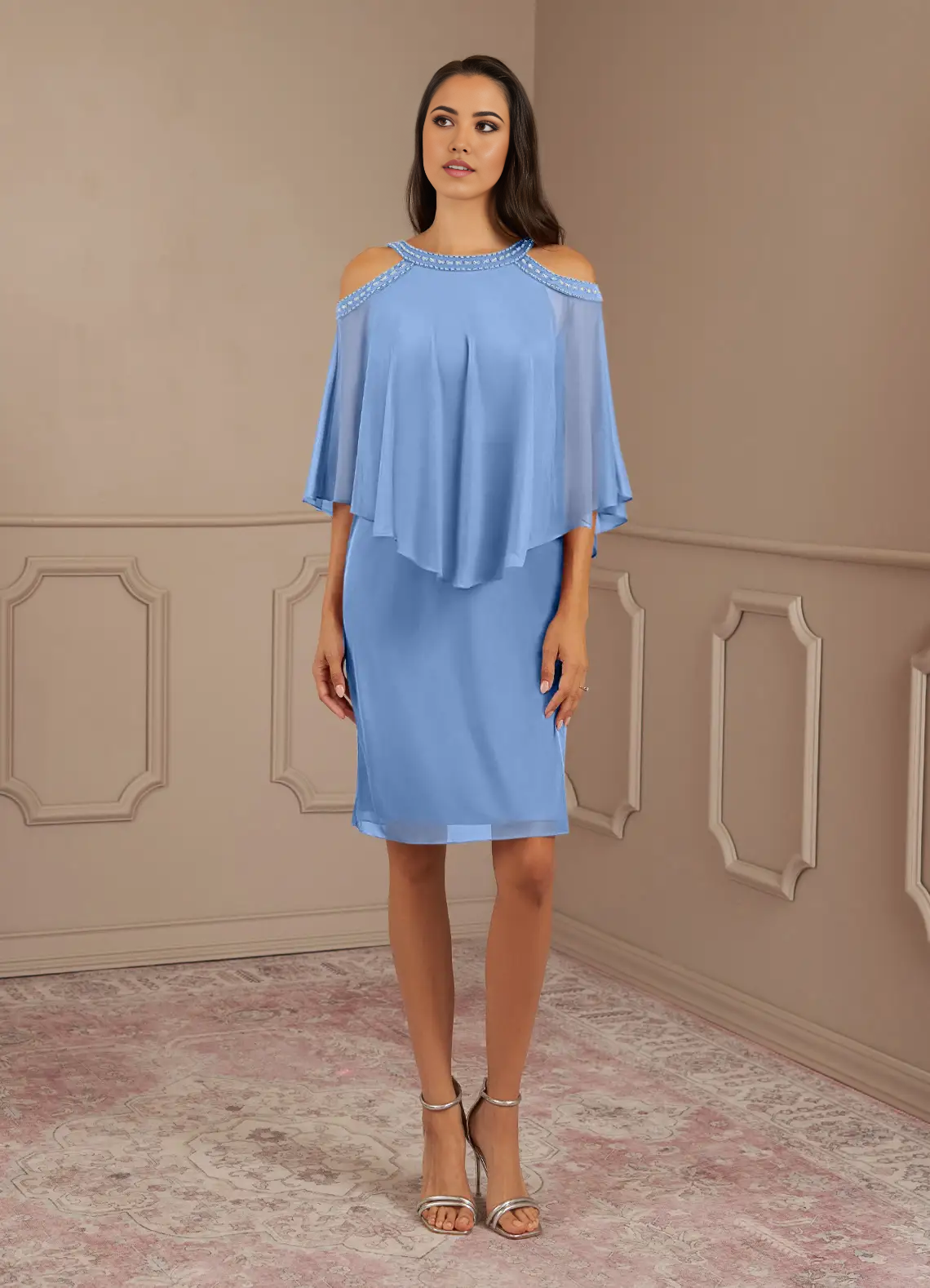 Sheath Sequins Steel Blue formal dresses evening dress Mother of the Bride Dresses