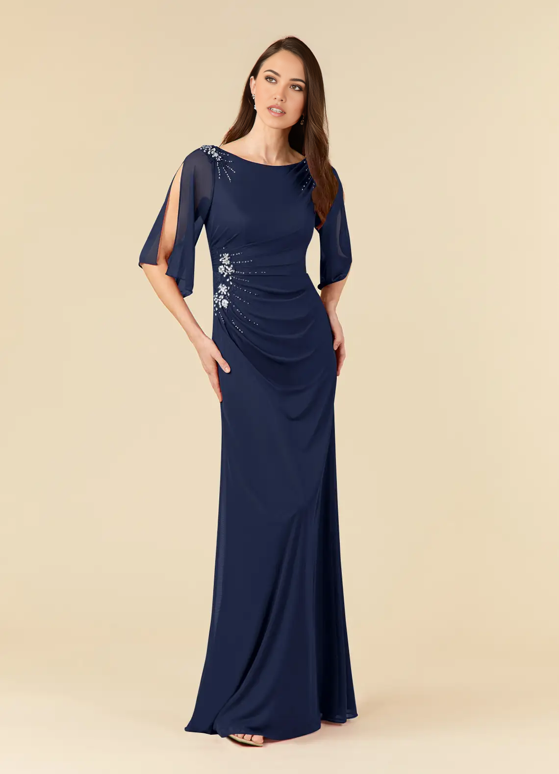 Sheath Sequins Dark Navy formal dresses evening dress Mother of the Bride Dresses