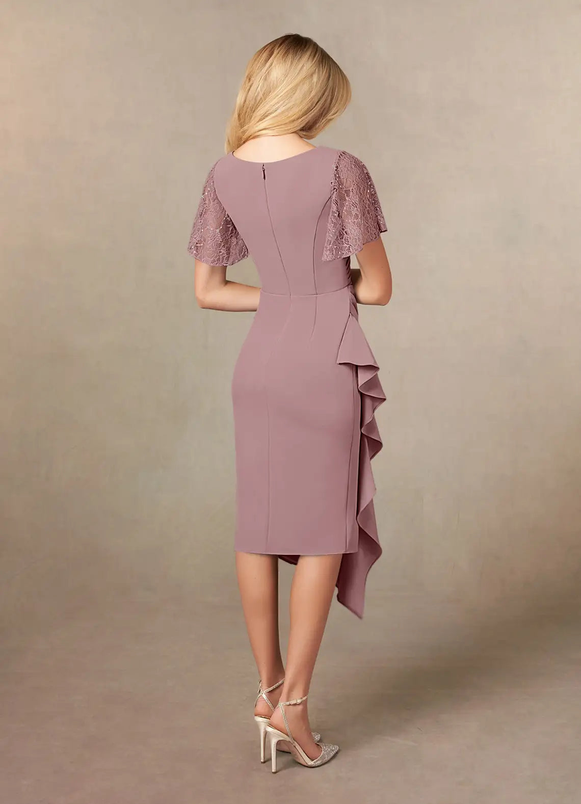 Sheath V-Neck Pleated Dusty Rose formal dresses evening dress Mother of the Bride Dresses