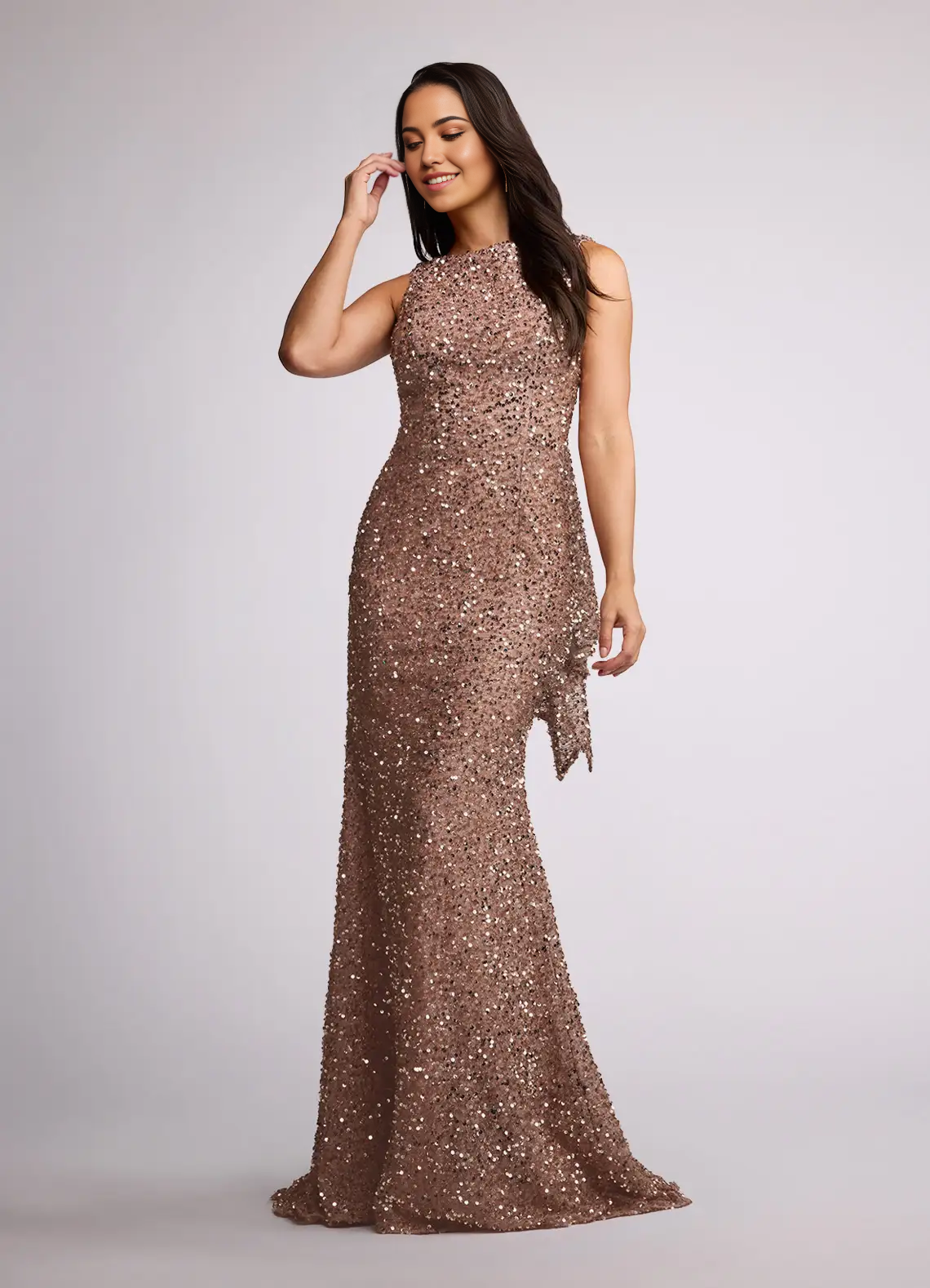 Mermaid Ruched Sequins Champagne formal dresses evening dress Mother of the Bride Dresses