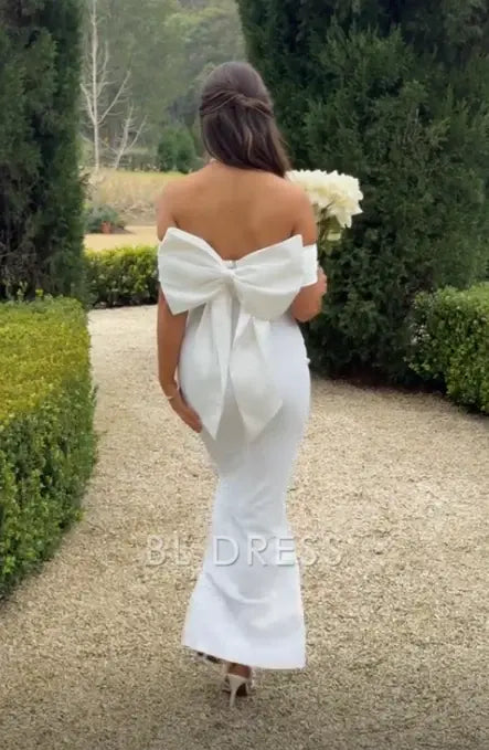 Mermaid Elegant White Strapless formal dresses Bridesmaid Dresses evening gown Prom Dress