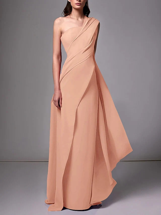 Sheath One Shoulder Sleeveless Evening Dresses