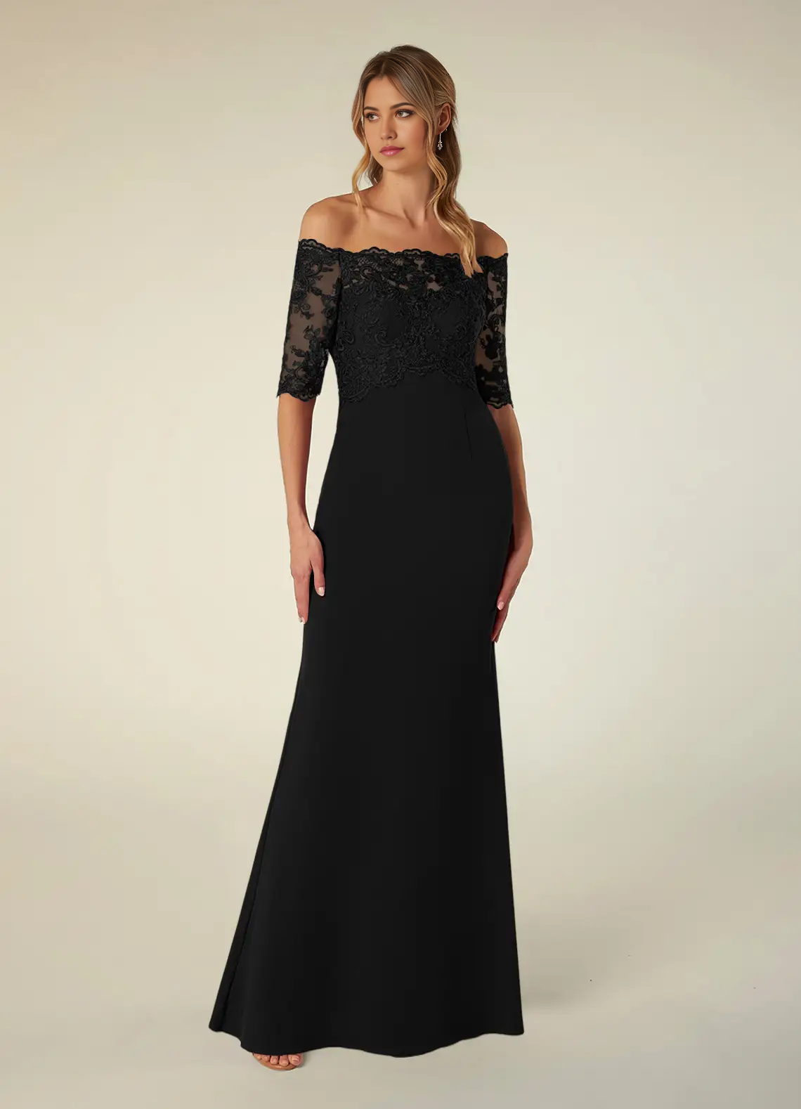 Mermaid Off the Shoulder Lace Black formal dresses evening dress Mother of the Bride Dresses