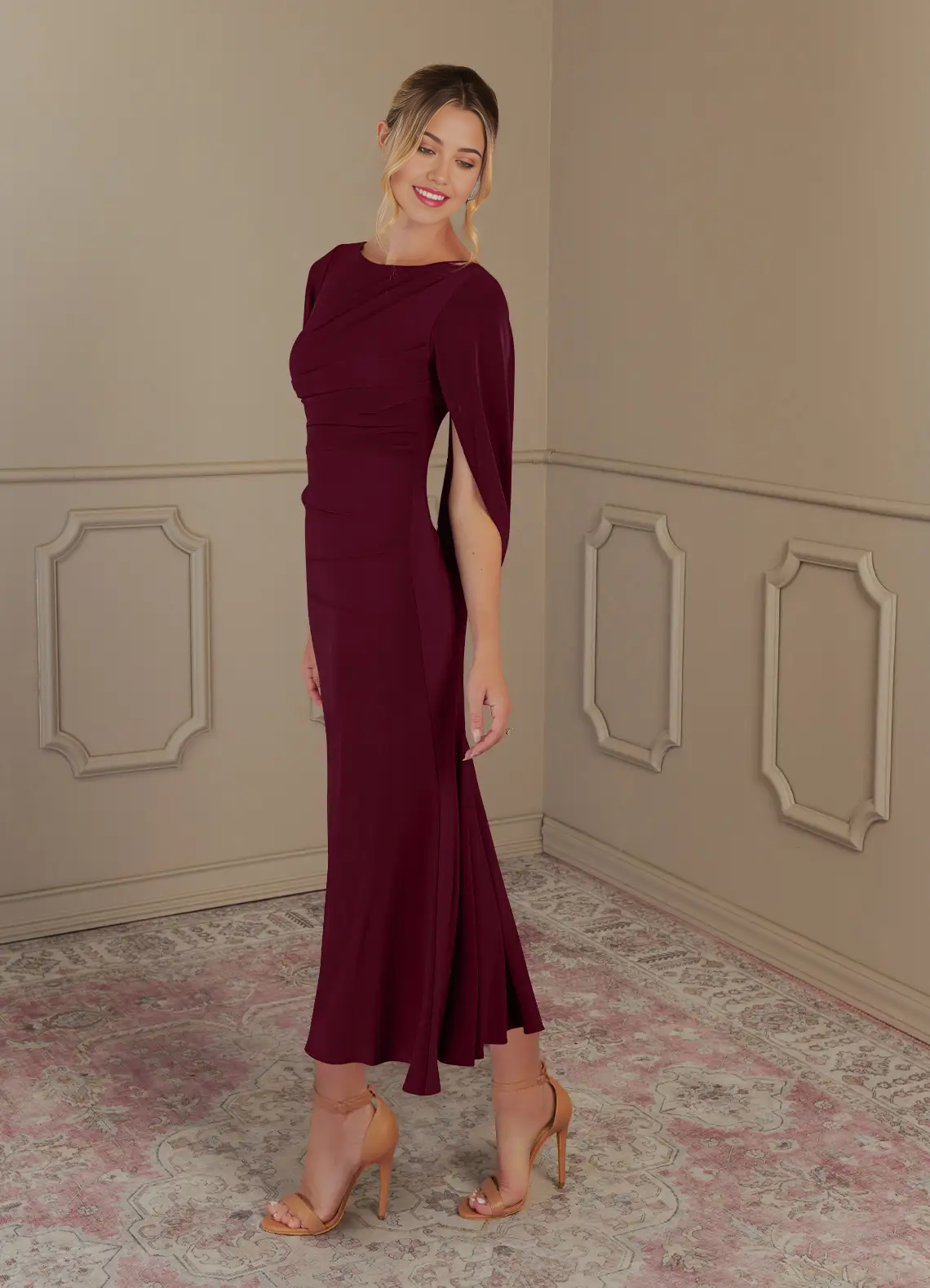 Sheath Boatneck Cabernet formal dresses evening dress Mother of the Bride Dresses