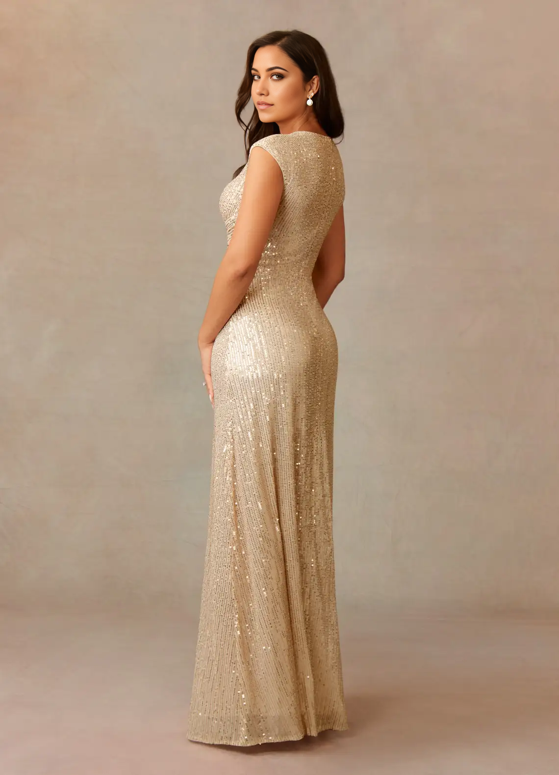 A-Line V-Neck Ruched Champagne Mother of the Bride Dresses