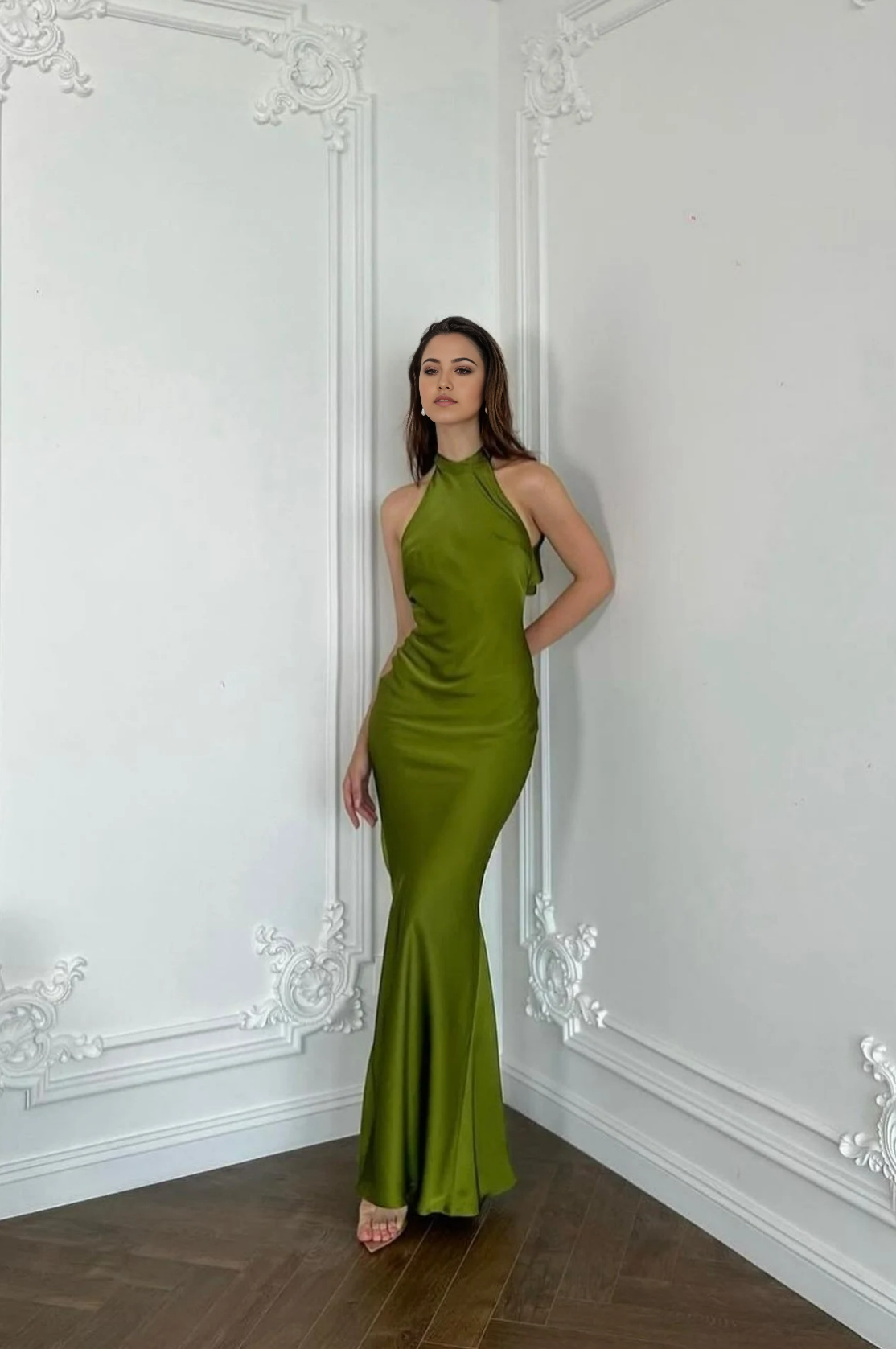 Sheath Halter Bridesmaid Dress Formal Dresses for Wedding Guest Cocktail Dress