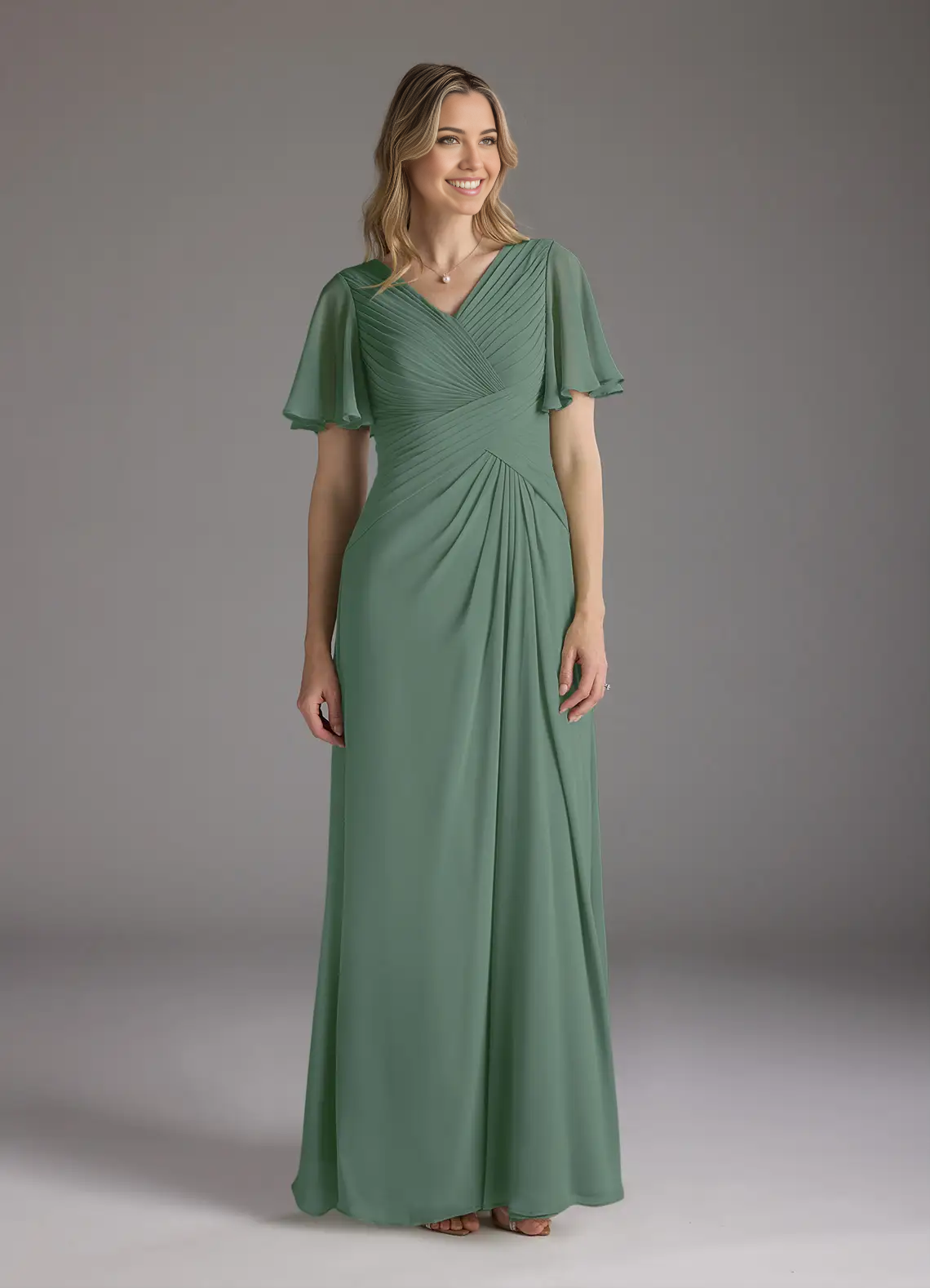 A-Line V-Neck Ruched Chiffon Mother of the Bride Dresses