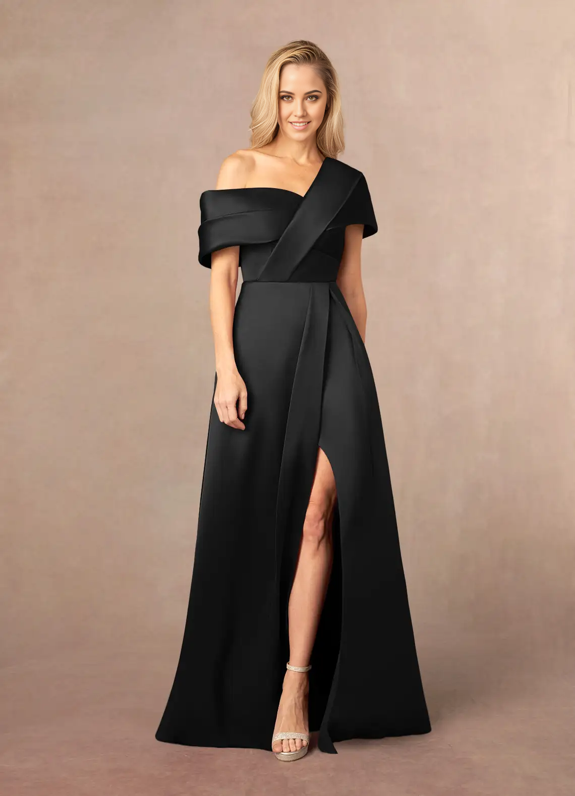 A-Line Pleated Black formal dresses evening gown Mother of the Bride Dresses