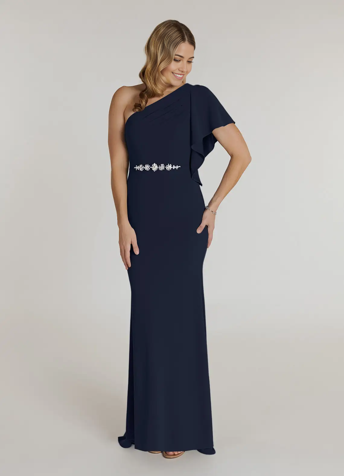 Mermaid Pleated Dark Navy formal dresses evening dress Mother of the Bride Dresses