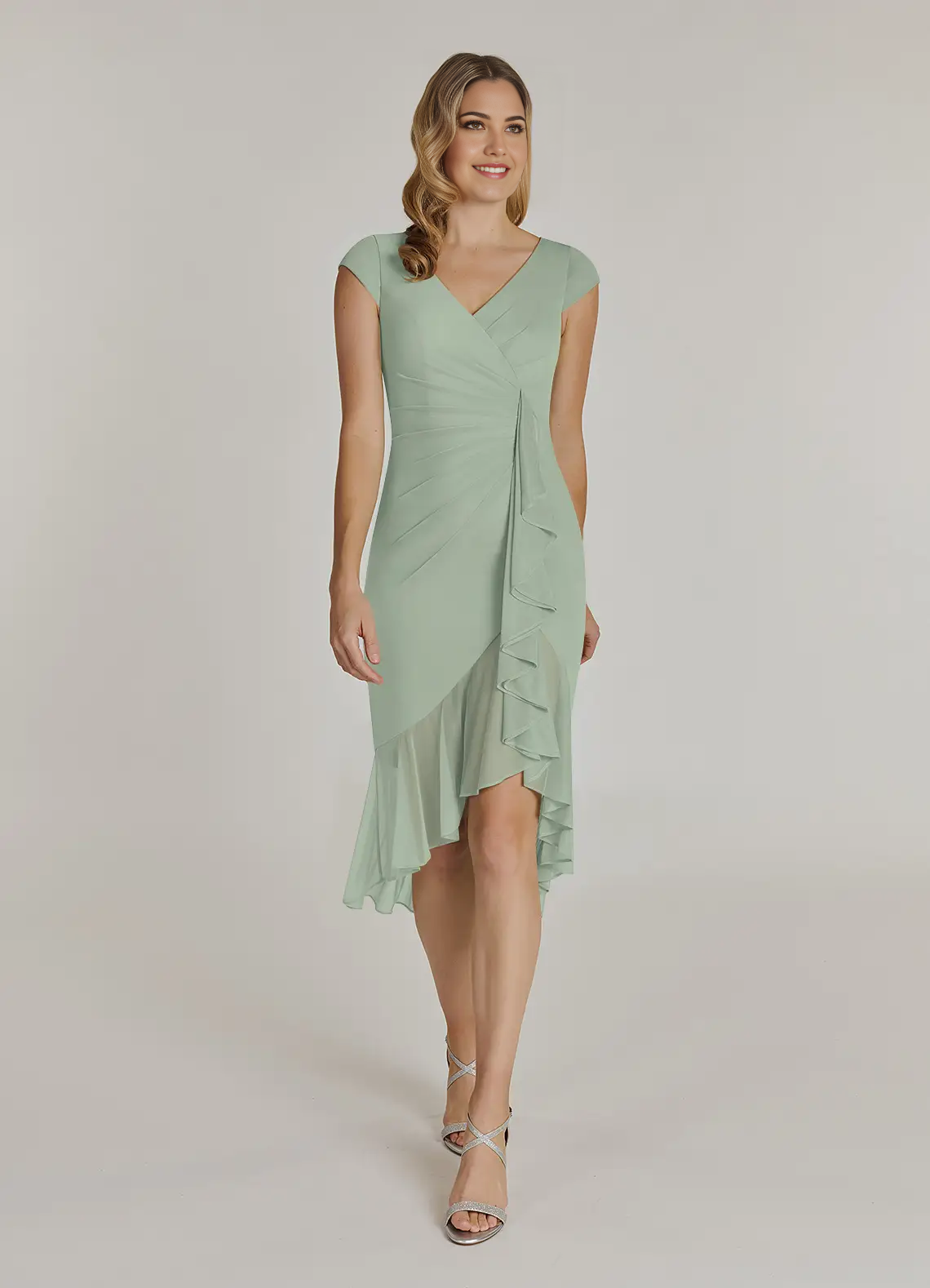 Sheath V-Neck Pleated Dusty Sage formal dresses evening dress Mother of the Bride Dresses