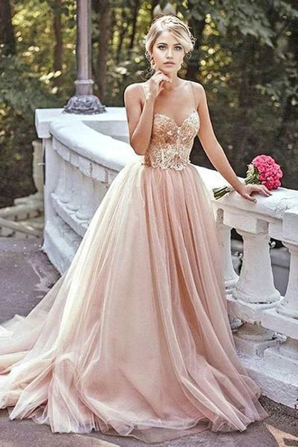 A line Off Shoulder Sequin Tulle Long Prom Dresses