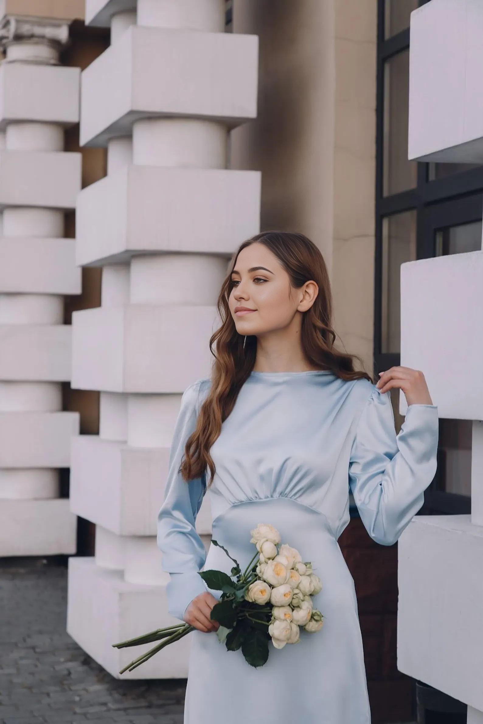 Sheath Long Sleeve Tea Length Bridesmaid Dress Formal Dresses for Wedding Guest Cocktail Dress Prom Dresses Mother of the Bride Dresses