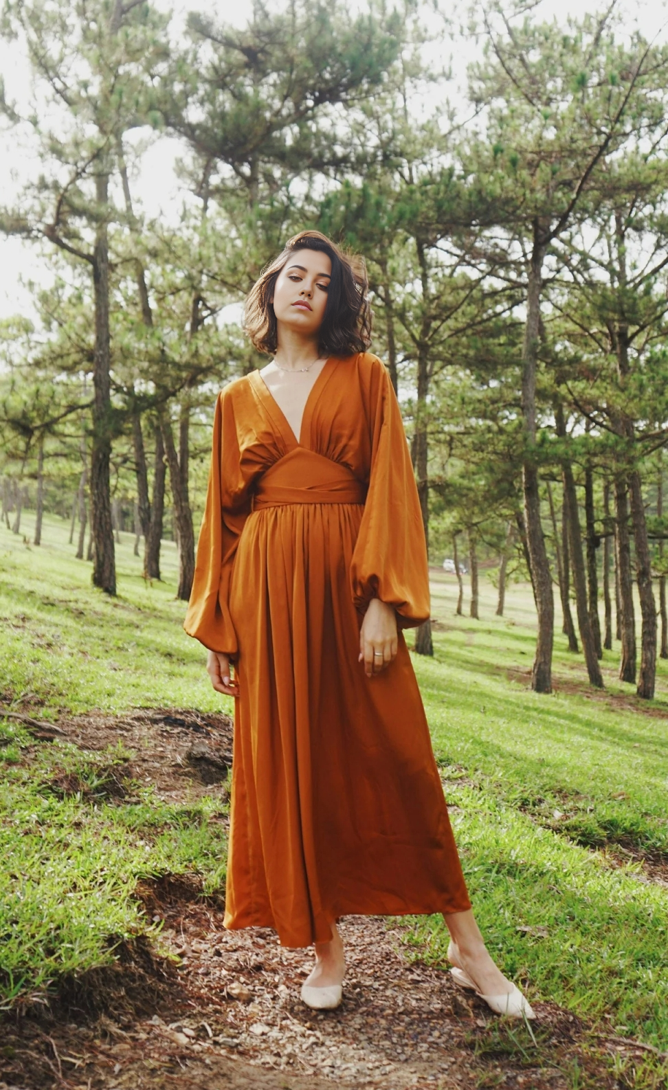 A-line V-Neck Long Sleeve Cocktail Dress Bridesmaid Dress Formal Dresses for Wedding Guest Mother of the Bride Dresses