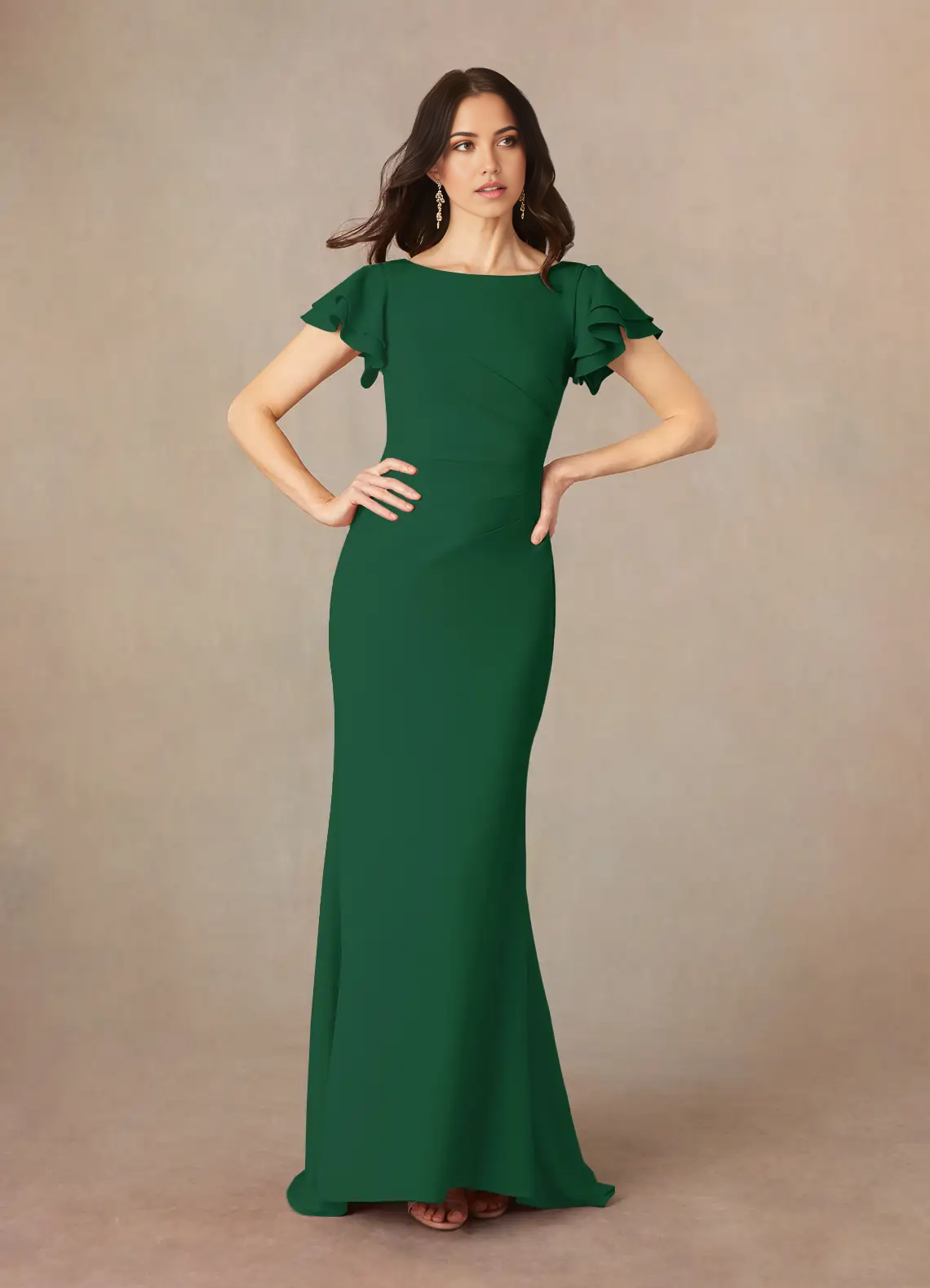 Mermaid Scoop Ruched Dark Green formal dresses evening dress Mother of the Bride Dresses