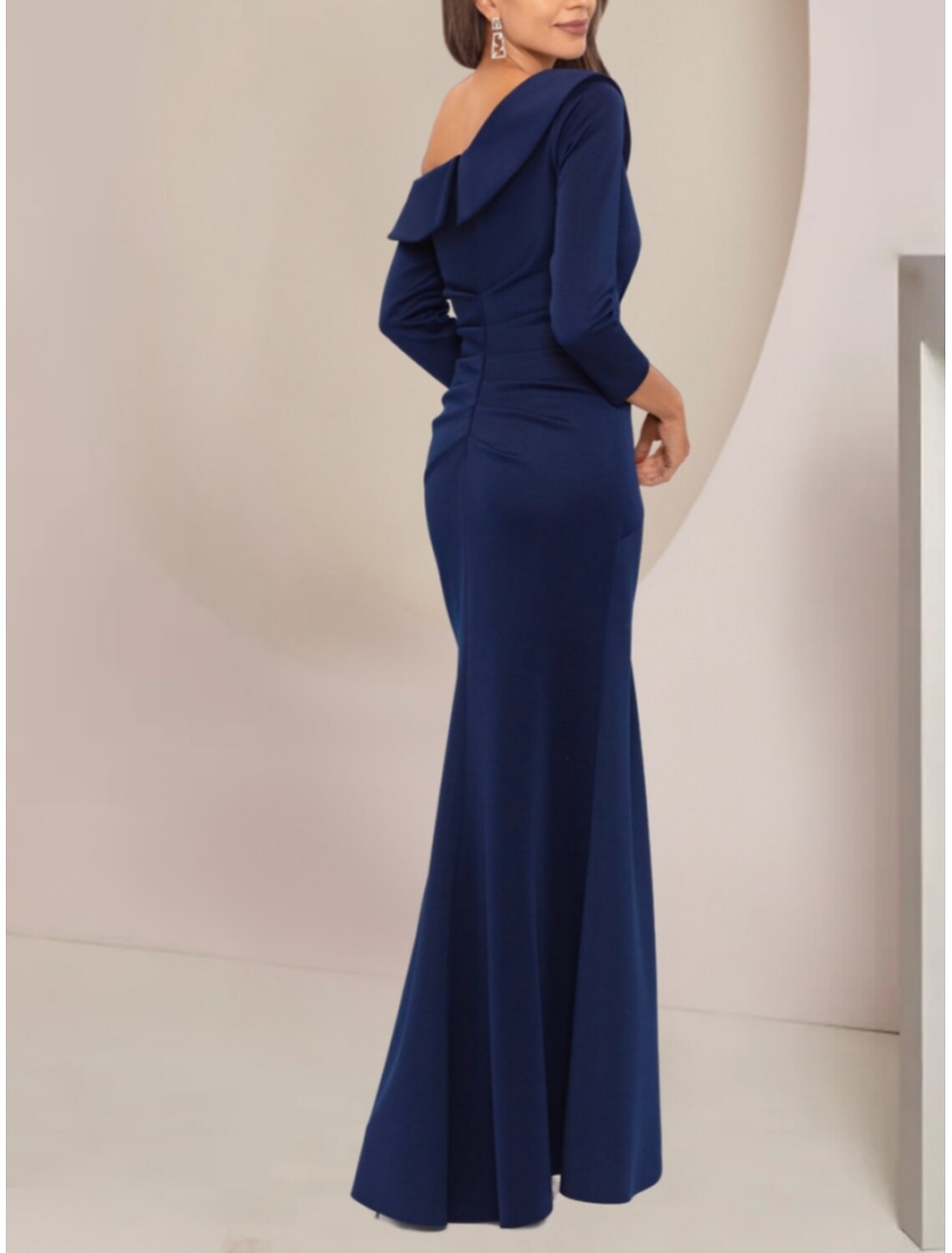 A-Line Mother of the Bride Dress Elegant Dresses Formal Wedding Guest Elegant Elegant Dress Bateau Neck Ankle Length Chiffon 3/4 Length Sleeve with Beading Sequin