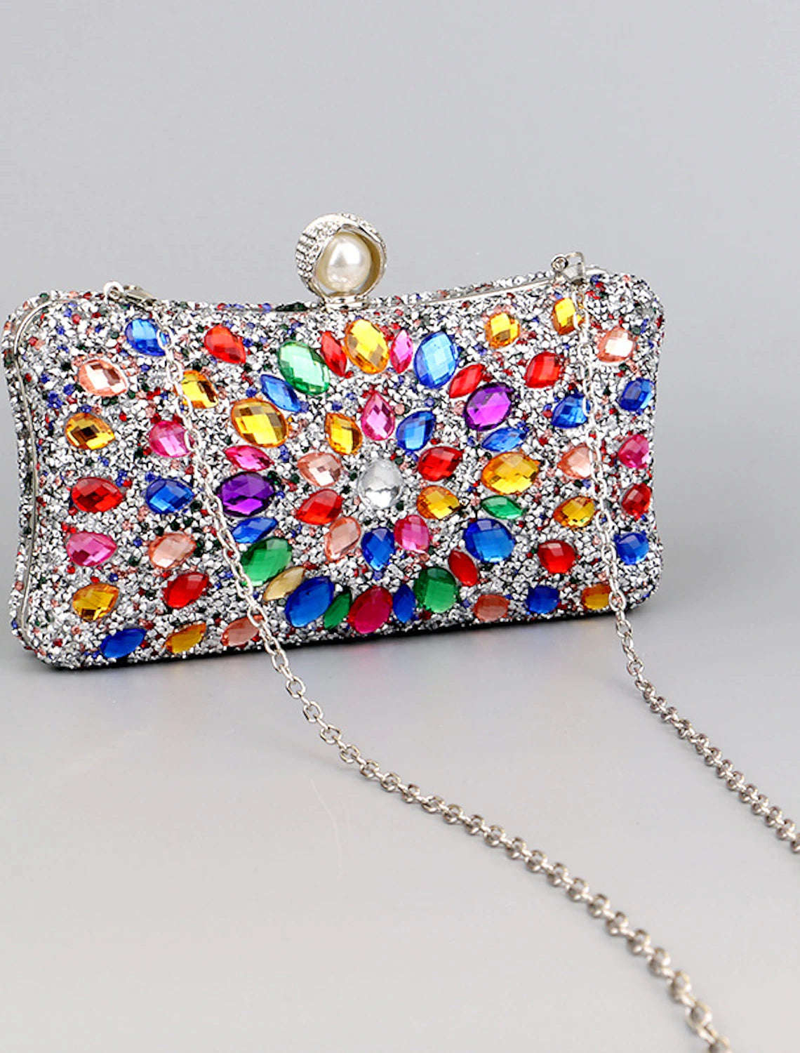Women's Clutch Evening Bag Wristlet Clutch Bags Party Daily Bridal Shower Rhinestone Pearls Chain Large Capacity Lightweight Durable