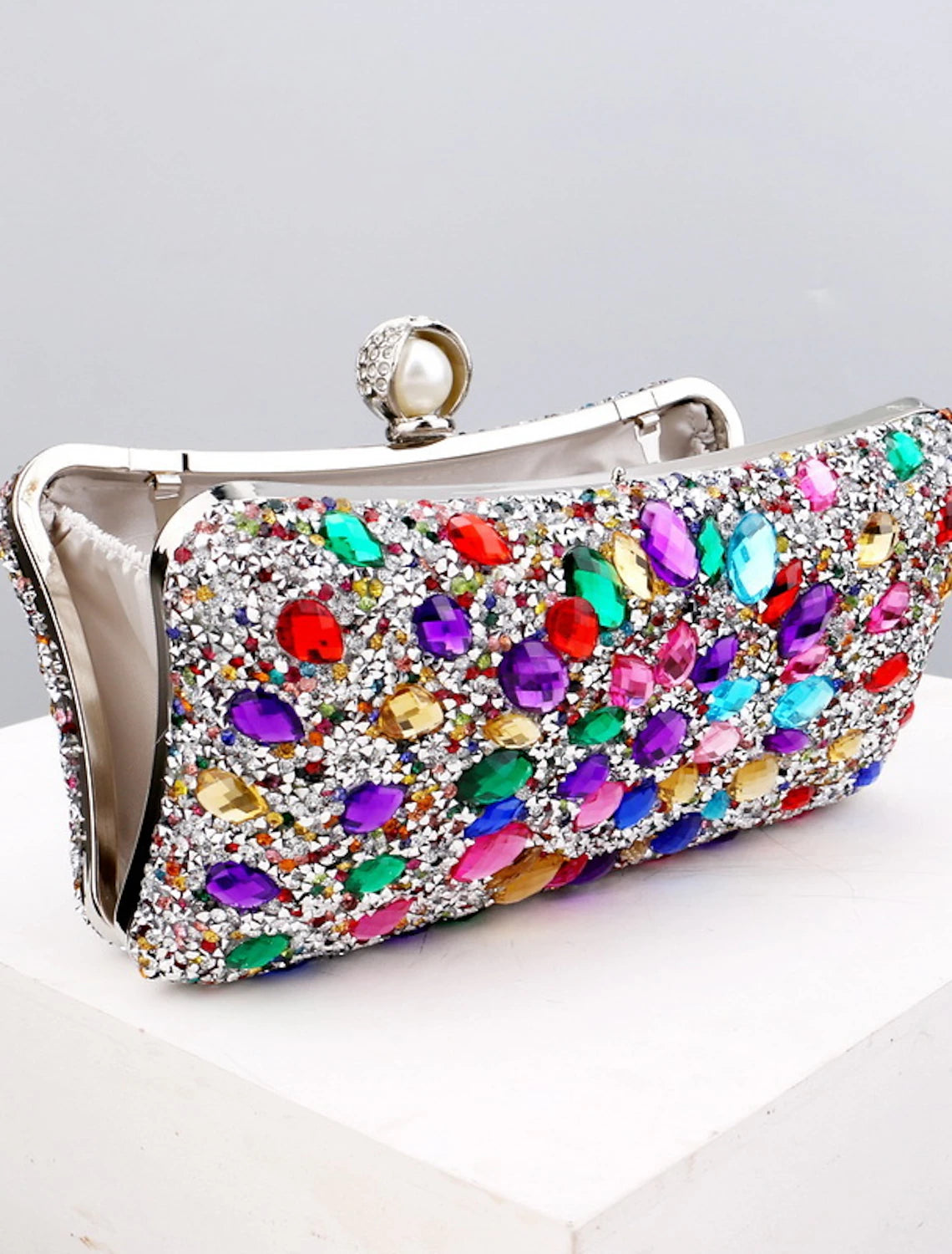 Women's Clutch Evening Bag Wristlet Clutch Bags Party Daily Bridal Shower Rhinestone Pearls Chain Large Capacity Lightweight Durable