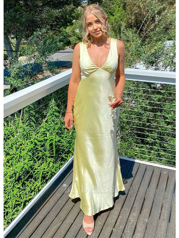 Mermaid Deep V Yellow formal dresses Bridesmaid Dresses evening gown P – BL Dress