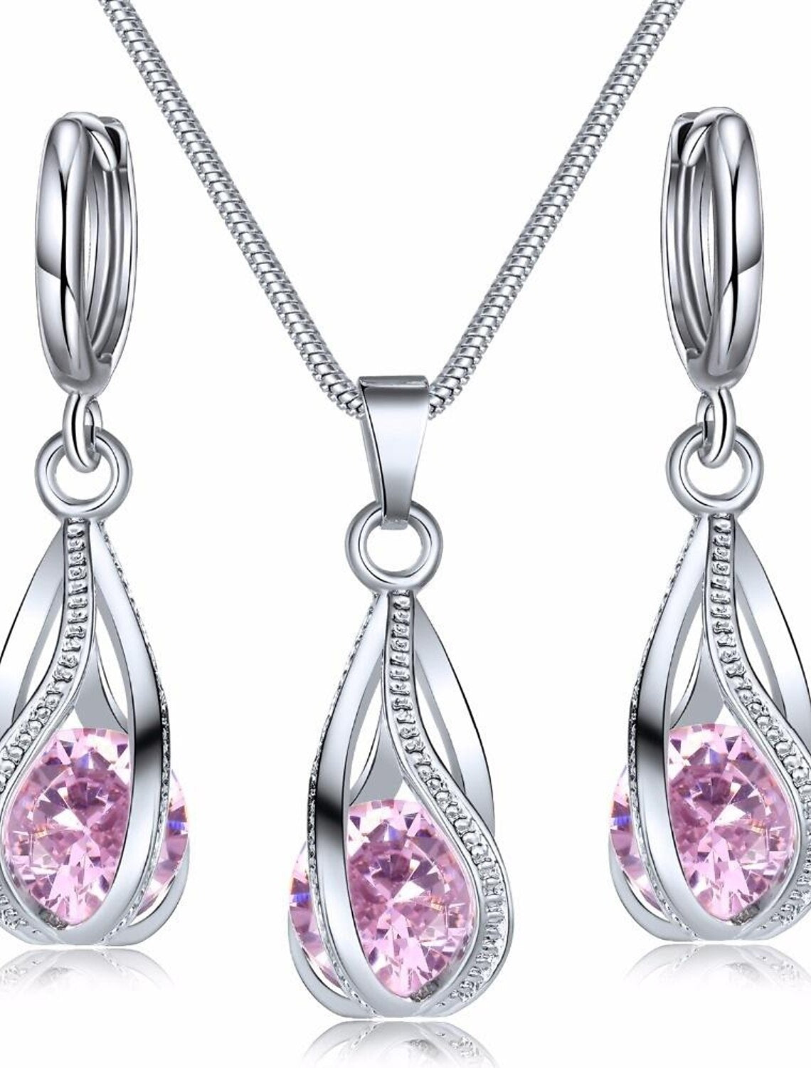 Bridal Jewelry Sets Two-piece Suit Zircon Crystal Rings 1 Necklace Women's Fashion Lovely Classic Precious irregular Jewelry Set For Wedding Party