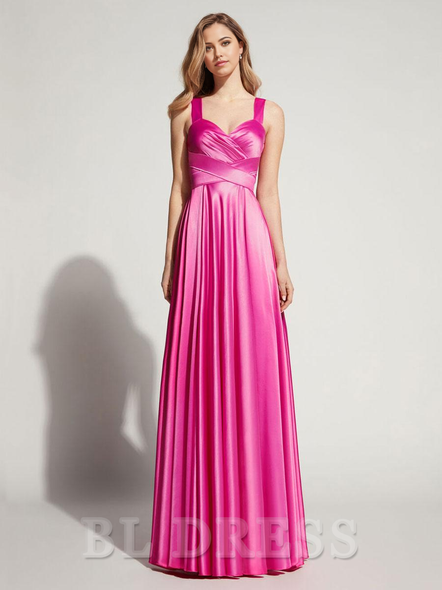 A-Line Sweetheart Neck Floor-Length Sleeveless Zipper Satin formal dresses Bridesmaid Dresses evening gown Prom Dress