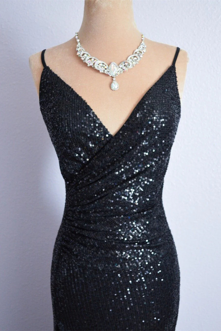 Mermaid Spaghetti Strap Sequins Long Prom Dresses Formal Dress