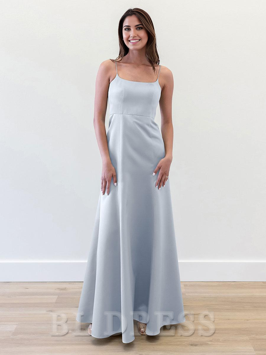 A-Line Floor-Length Zipper Satin formal dresses Bridesmaid Dresses evening gown Prom Dress