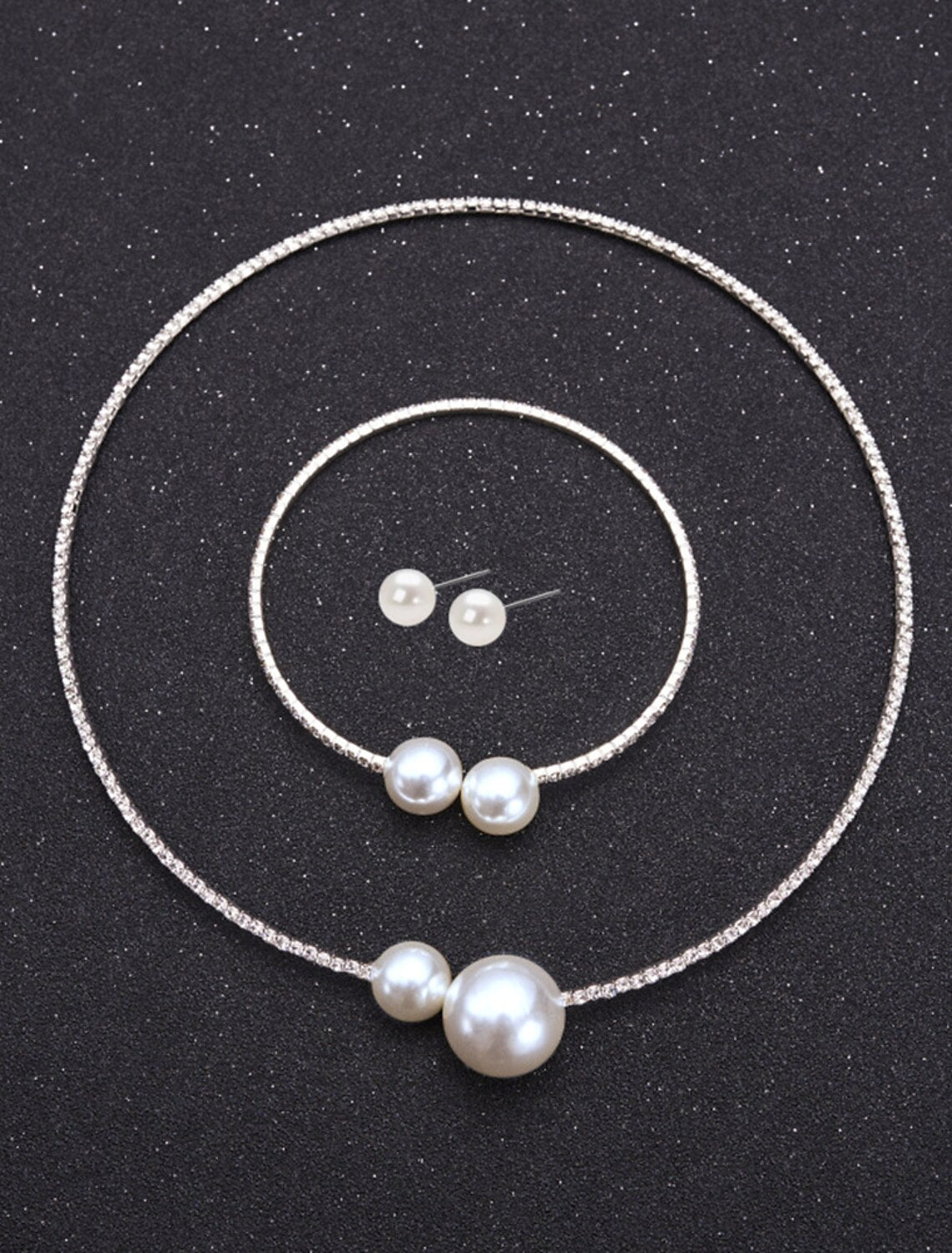 Bridal Jewelry Sets 1 set Imitation Pearl Rhinestone 1 Bracelet Earrings Necklace Women's Stylish Elegant Tennis Chain Jewelry Set For Wedding Party Evening Wedding Guest