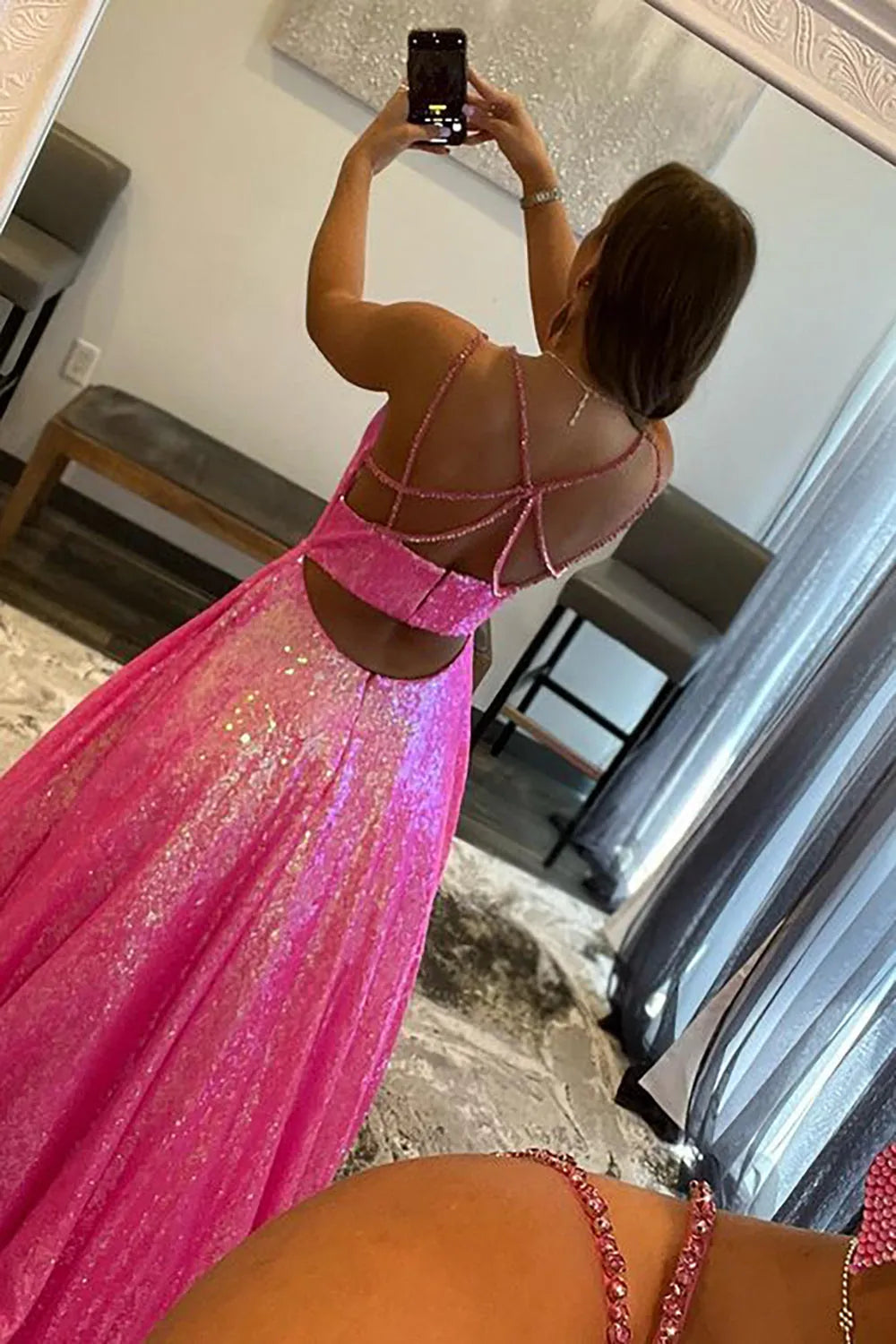 A-line Glitter Sequins Long Prom Dress