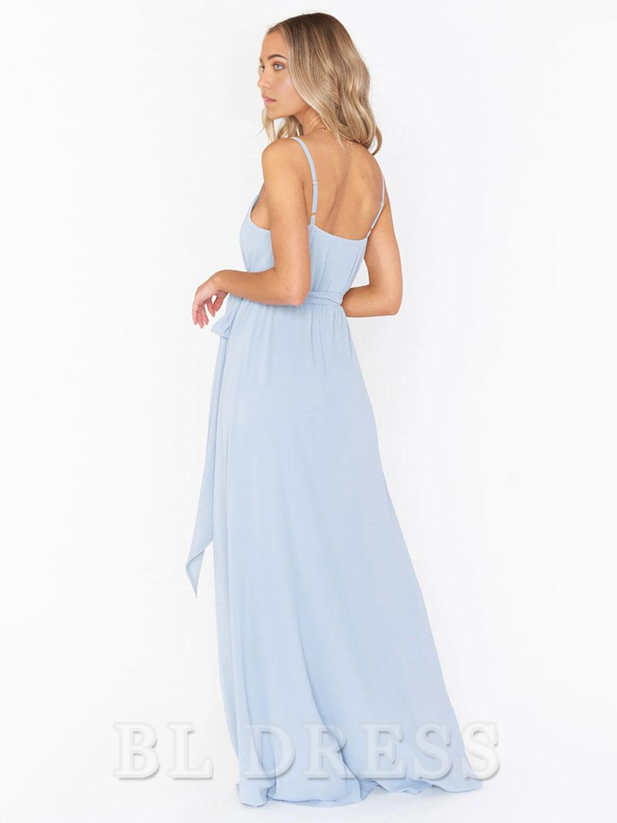 A-Line V-Neck Spaghetti Straps Floor-Length formal dresses evening gown Prom Dress