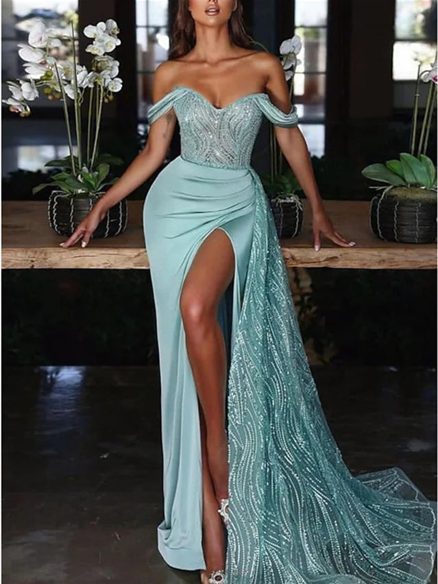 Mermaid Off The Shoulder Sweetheart Court Train Evening Dresses