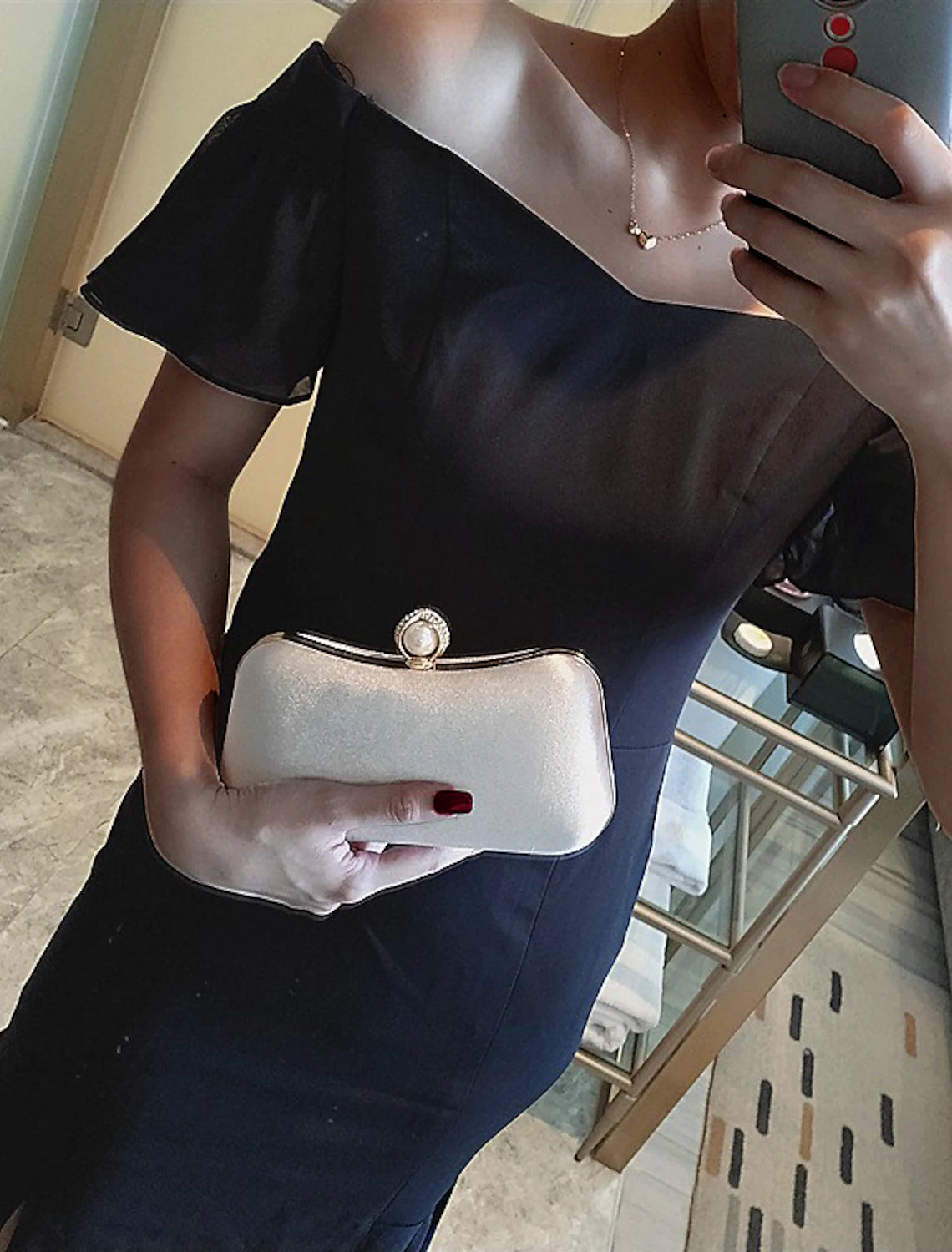 Clutch für Damen, Abendtasche aus Cord, für Partys, Brautpartys, Urlaub, Kristalle, Kette, großes Fassungsvermögen, leicht