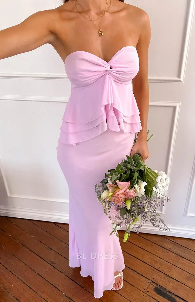 Sheath Sweetheart Neck Chiffon Ruffle Classy Pink Evening Dress Cute formal dresses Bridesmaid Dresses evening gown Prom Dress