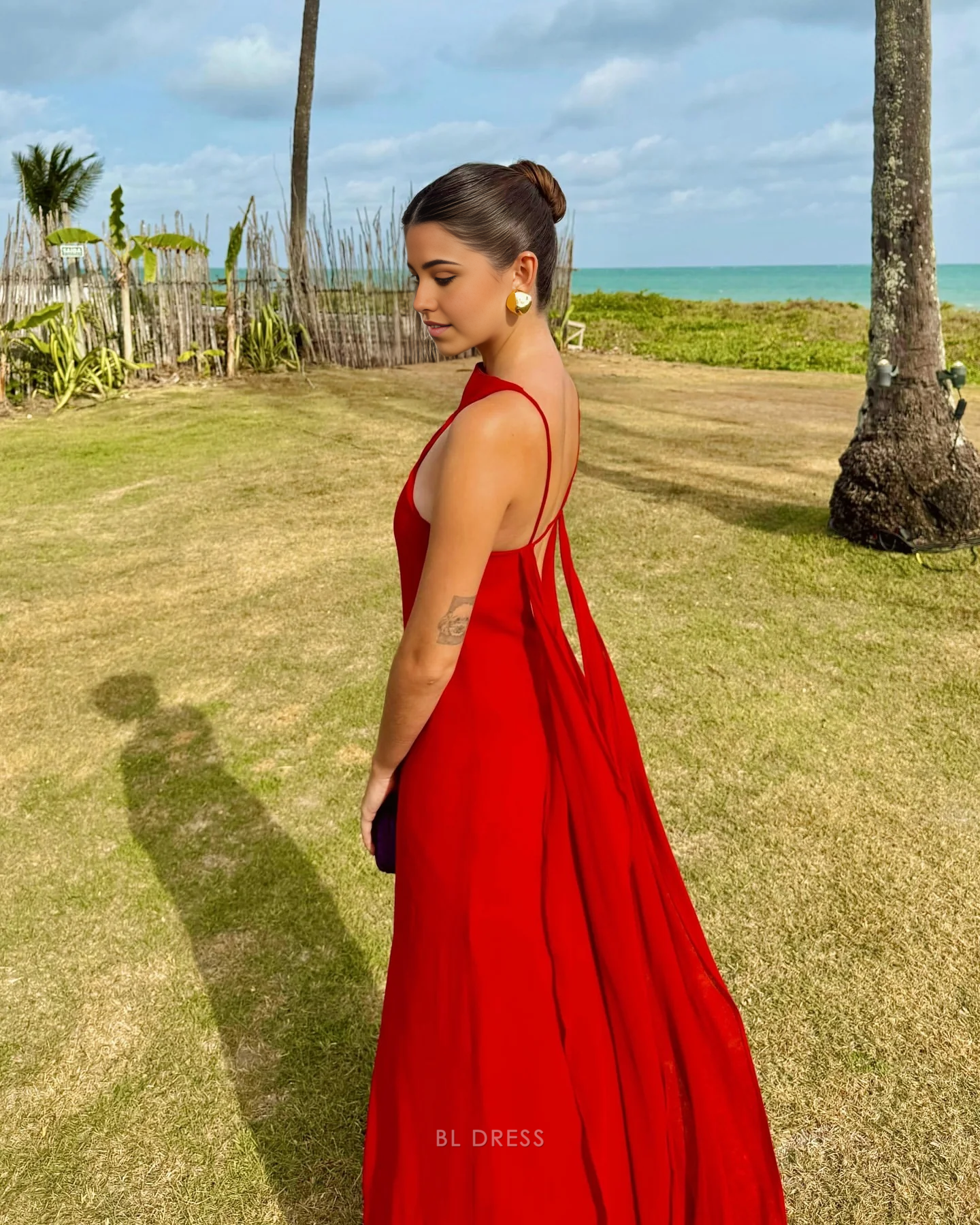 Sheath Chiffon Backless Red formal dresses Bridesmaid Dresses evening gown Prom Dress