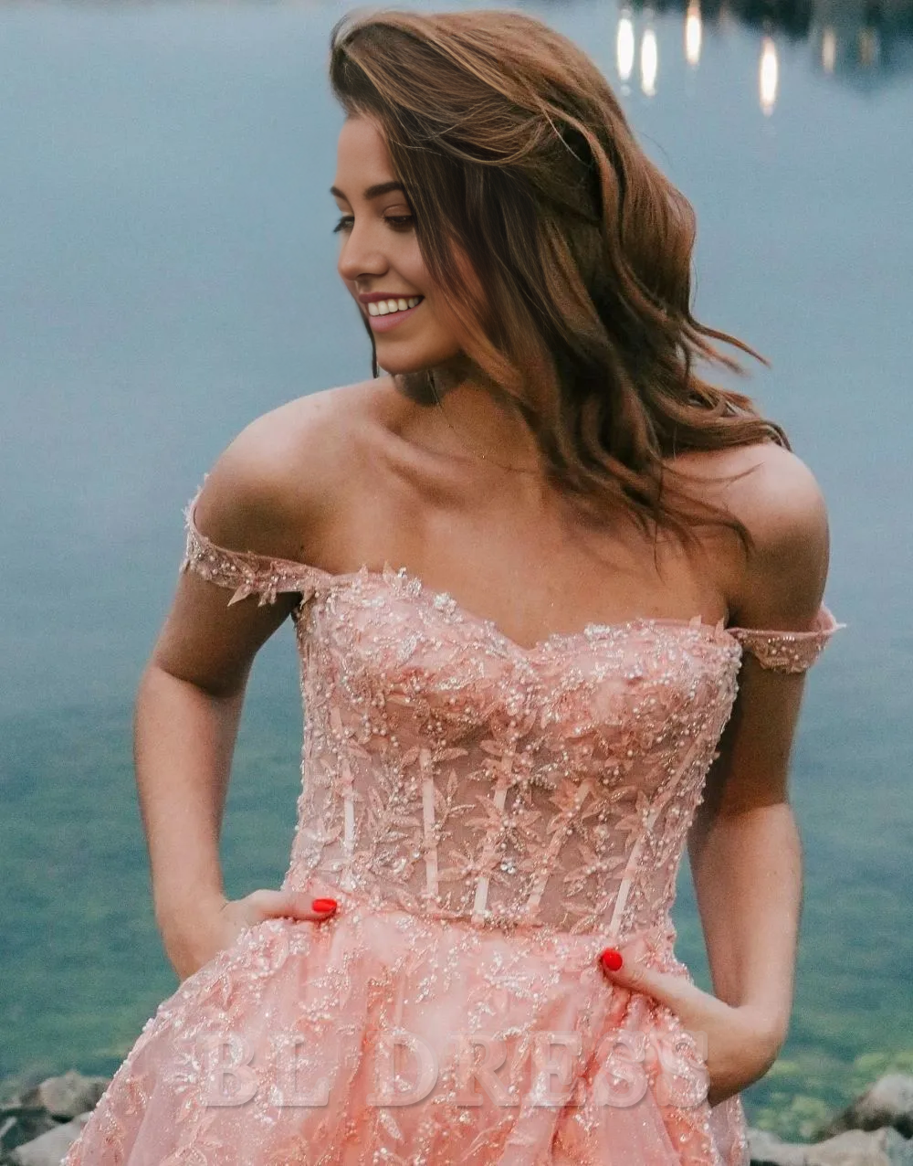 A-Line Spaghetti Straps Appliques formal dresses evening gown Prom Dress With Beading