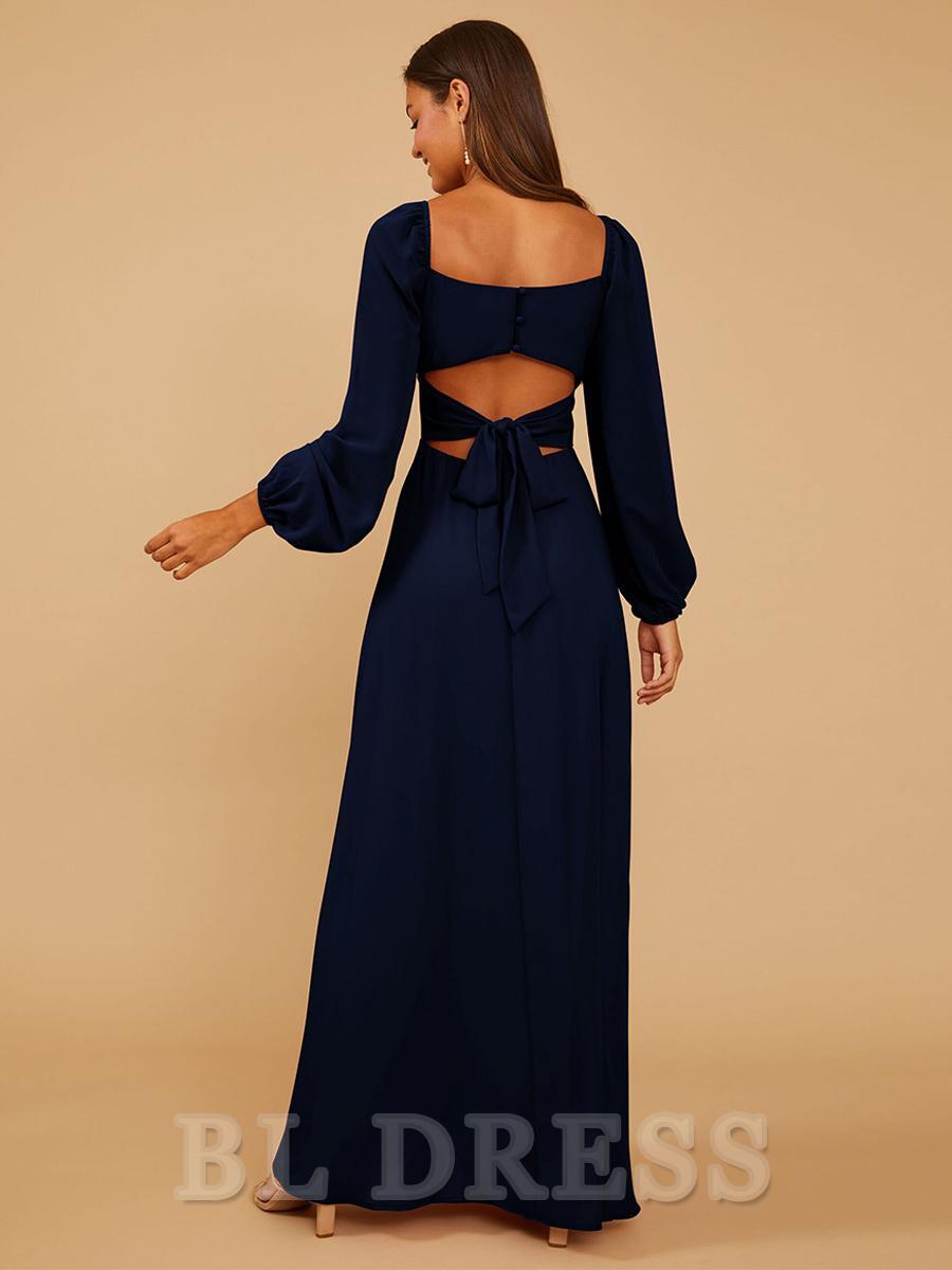 A-Line Floor-Length Zipper Chiffon formal dresses Bridesmaid Dresses evening gown Prom Dress