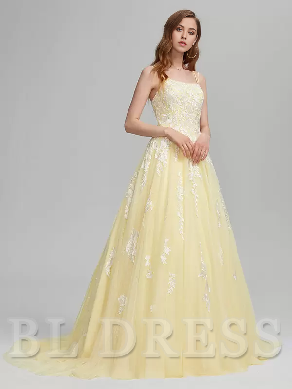 A-Line Square Neck Lace Sleeveless Lace formal dresses Bridesmaid Dresses evening gown Prom Dress