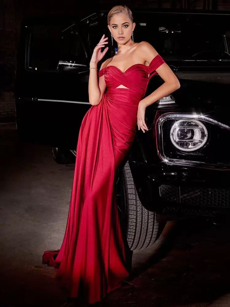 Mermaid Sweetheart Neck Satin Train Split Front formal dresses Bridesmaid Dresses evening gown Prom Dress