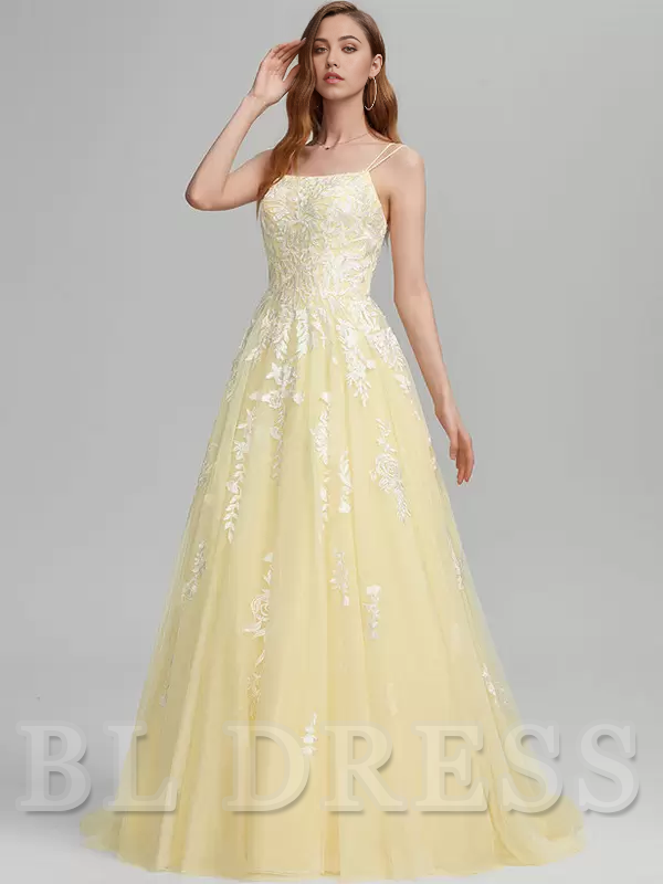 A-Line Square Neck Lace Sleeveless Lace formal dresses Bridesmaid Dresses evening gown Prom Dress