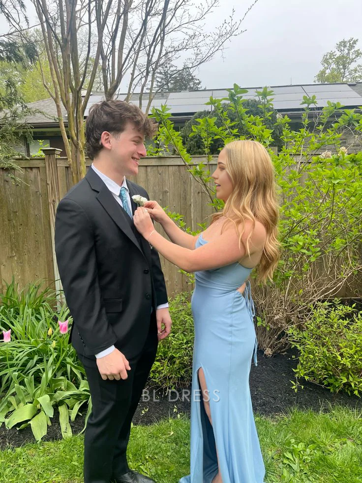 Mermaid Spaghetti Straps Blue Long formal dresses Bridesmaid Dresses evening gown Prom Dress