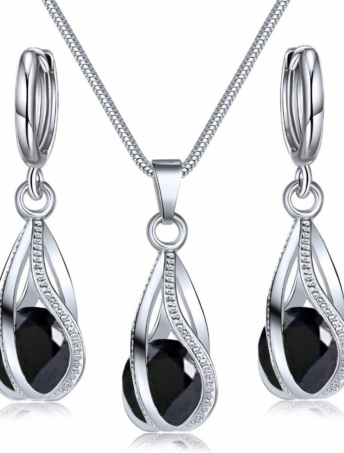 Bridal Jewelry Sets Two-piece Suit Zircon Crystal Rings 1 Necklace Women's Fashion Lovely Classic Precious irregular Jewelry Set For Wedding Party