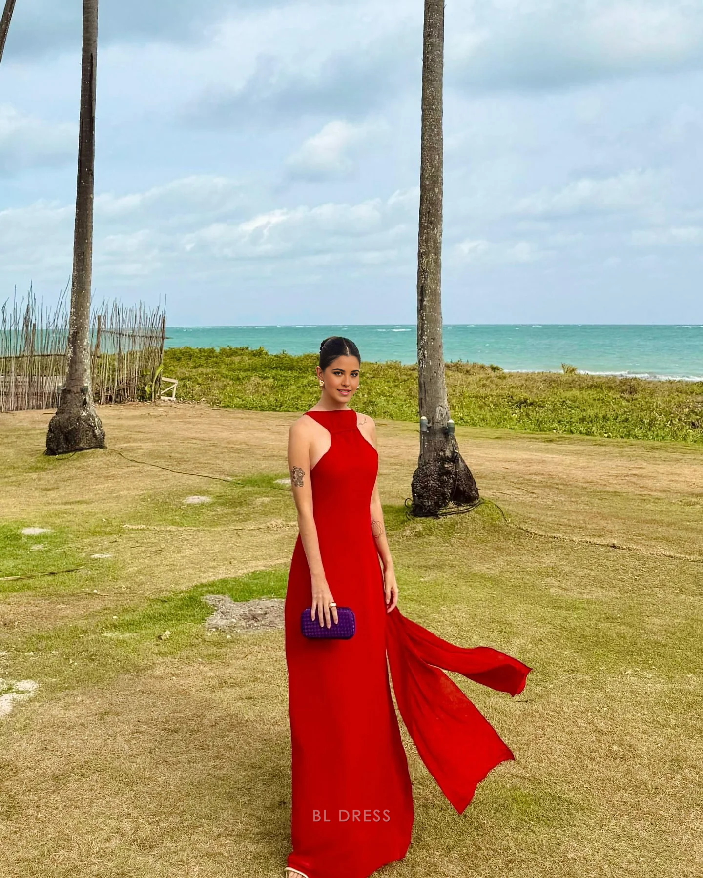 Sheath Chiffon Backless Red formal dresses Bridesmaid Dresses evening gown Prom Dress