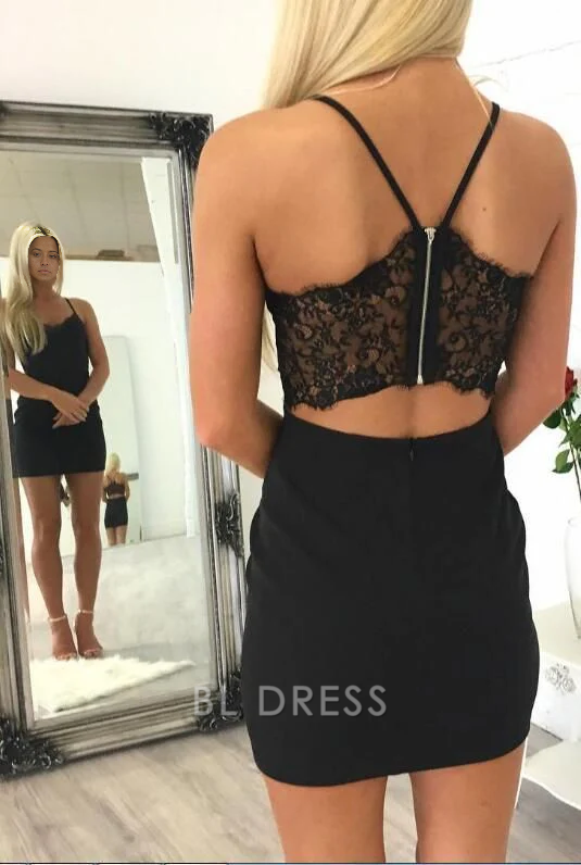 Etuikleid mit Spaghettiträgern, schwarzes Heimkehrkleid, formelle Kleider, Brautjungfernkleider, Abendkleid, Ballkleid