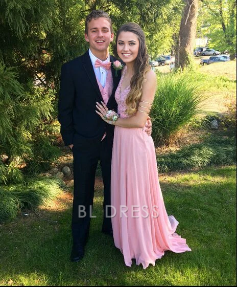 A-Line V-Neck Charming Appliques formal dresses Bridesmaid Dresses evening gown Prom Dress