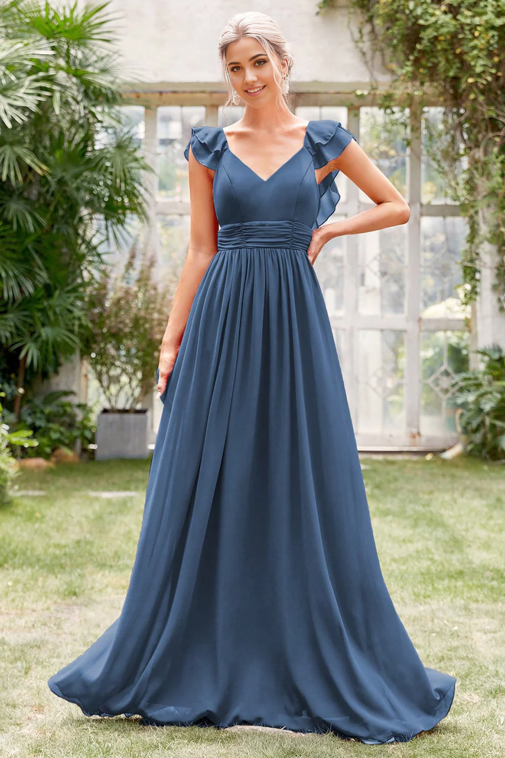 A-Line V-Neck Formal Dress Bridesmaid Dresses Prom Dresses