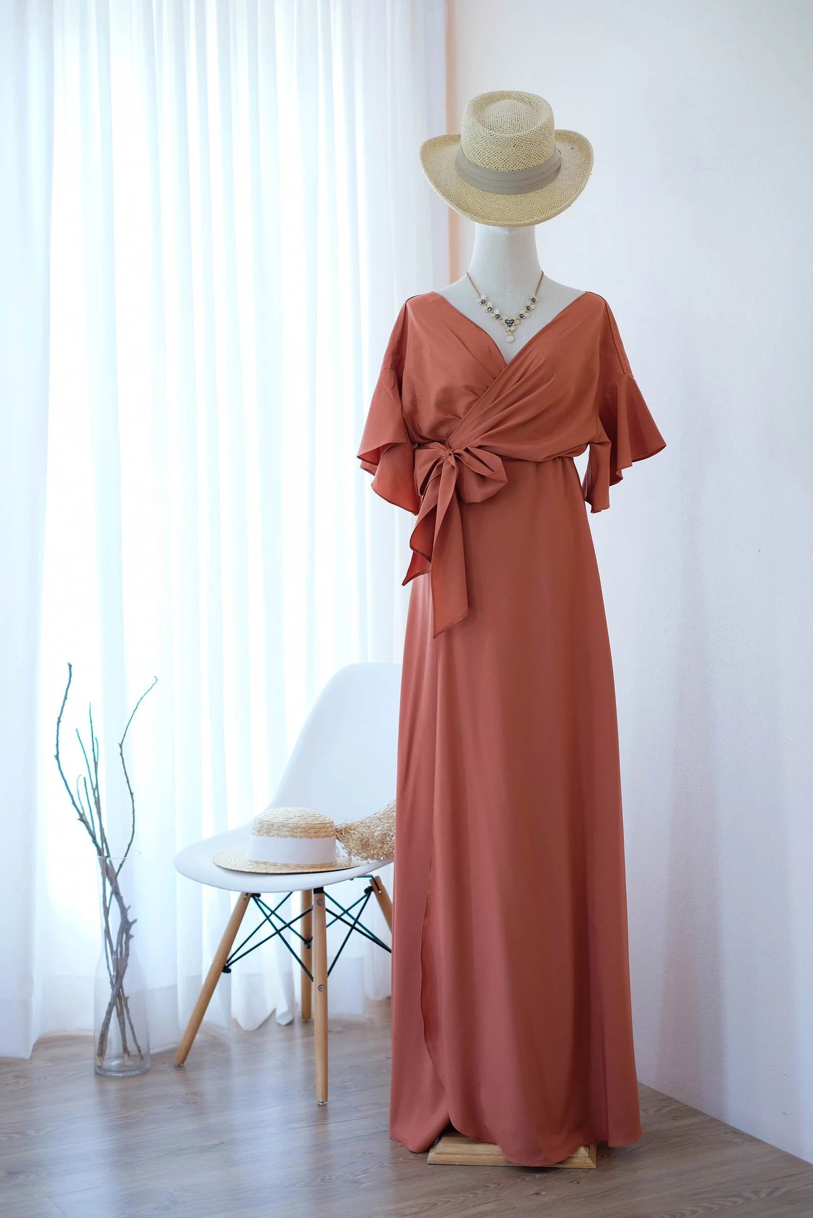 A-line V-Neck floor length Bridesmaid Dress Formal Dresses for Wedding Guest Cocktail Dress Mother of the Bride Dresses