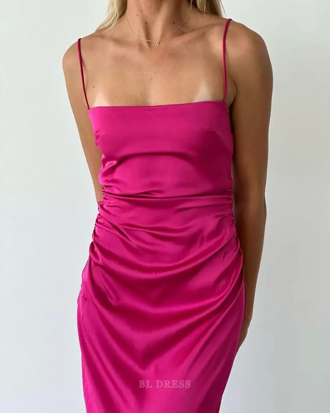 Sheath Spaghetti Straps Rose Red formal dresses Bridesmaid Dresses evening gown Prom Dress