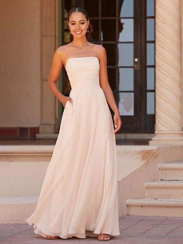 A-Line Floor-Length Zipper Chiffon formal dresses Bridesmaid Dresses evening gown Prom Dress