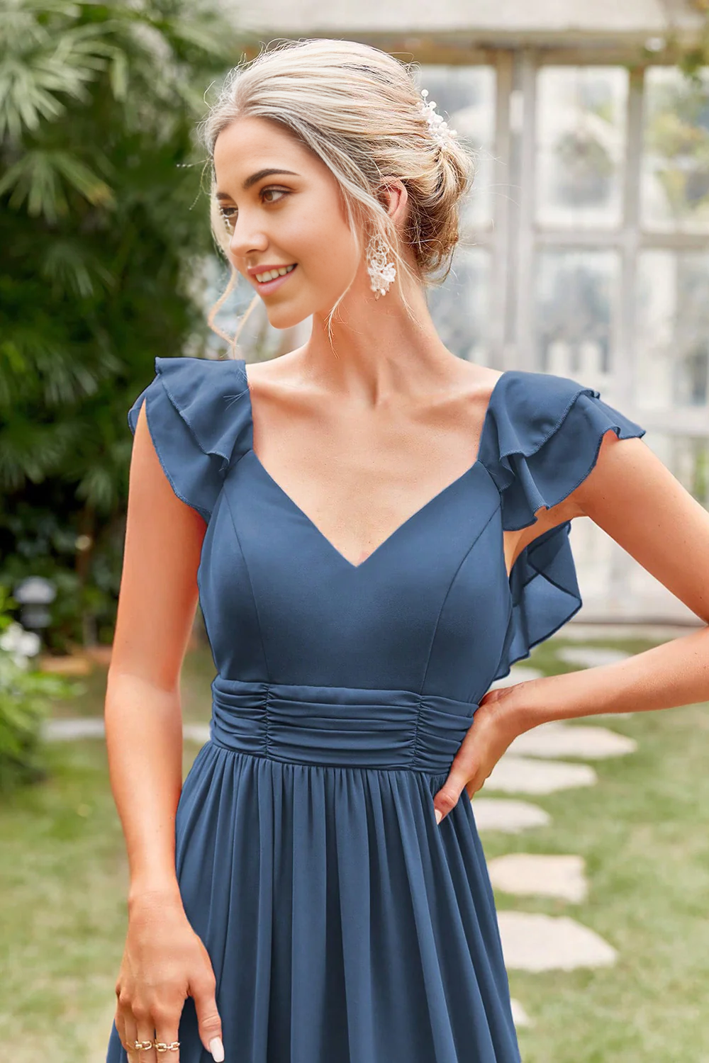 A-Line V-Neck Formal Dress Bridesmaid Dresses Prom Dresses