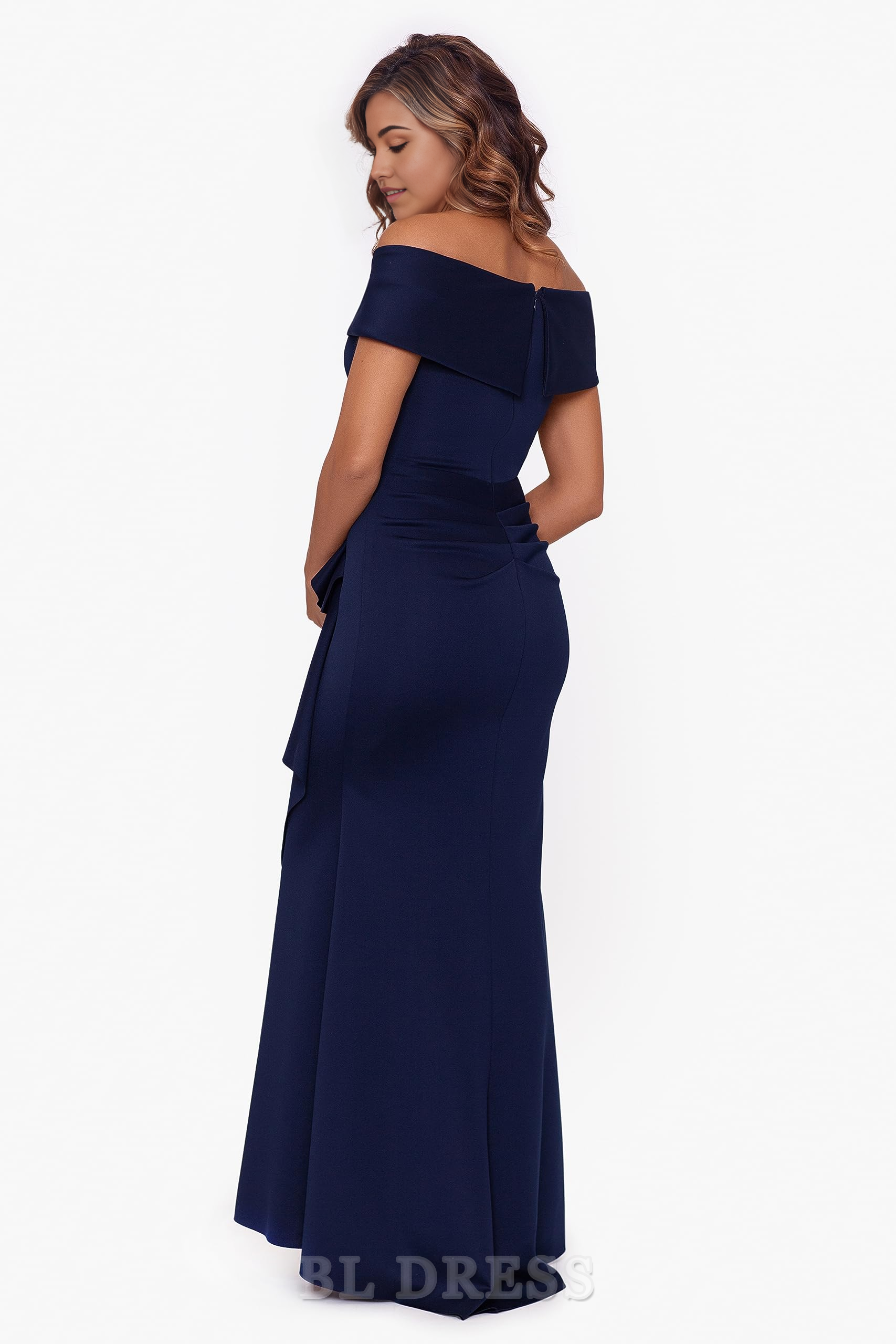 Sheath Sweetheart Neck Long Off Shoulder Side Ruffle formal dresses Bridesmaid Dresses evening gown Prom Dress