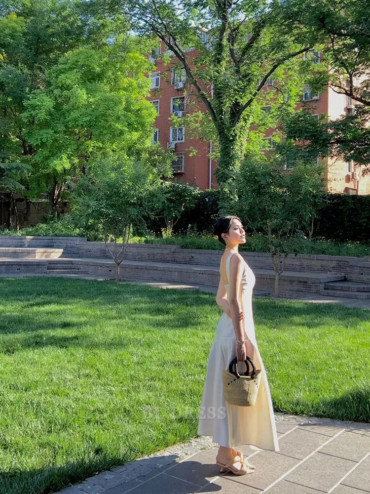 Mermaid Square Neckline Vintage White Sleeveless Satin formal dresses Bridesmaid Dresses evening gown Prom Dress